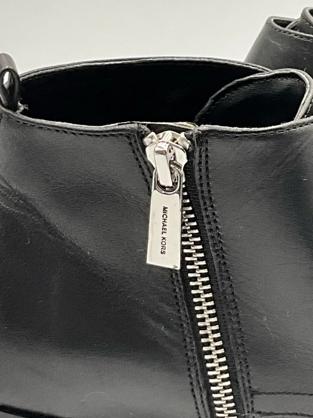 Michael Kors Black Leather Ankle Booties with Buckle Straps